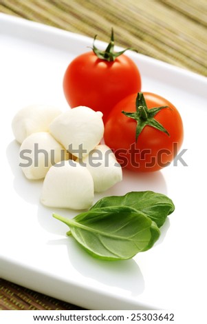 mozzarella and fresh cherry tomatoes - food and drink