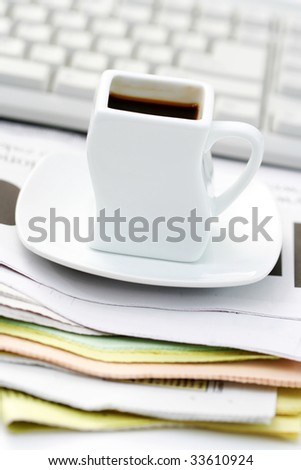 cup of coffee at work - lots to do