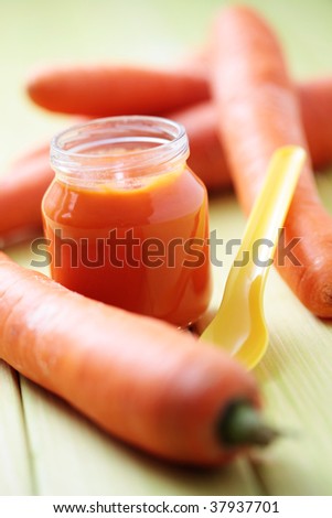 jar with carrot of baby food - food and drink
