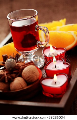glass of mulled wine - food and drink