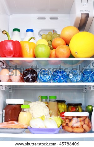 refrigerator full of healthy eating - food and drink