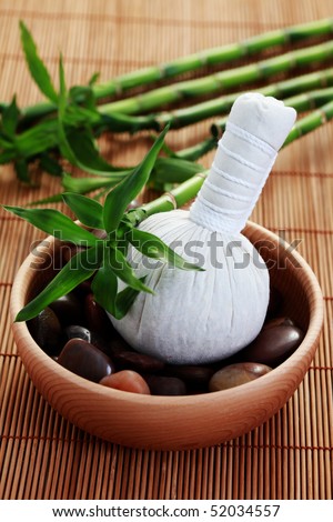 massage stamp with pebbles and lucky bamboo - beauty treatment