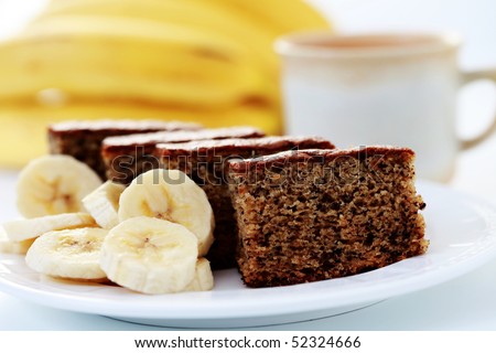 banana cake with with fresh banana - sweet food