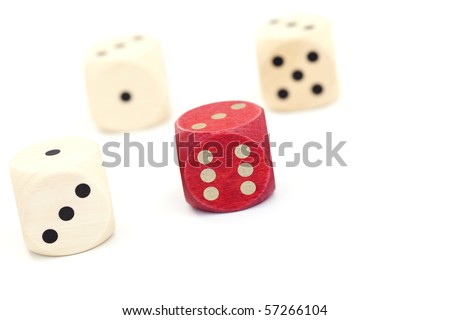 wooden dices on white background - leisure game