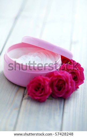 box of luxury face cream with roses - beauty treatment