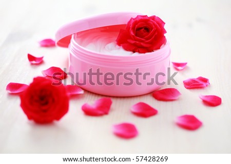 box of luxury face cream with roses - beauty treatment