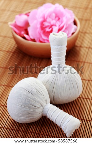 massage stamps with dry roses - beauty treatment