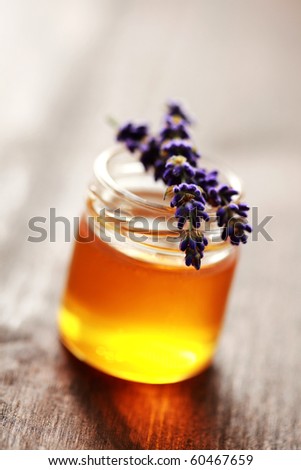 jar of herbal honey with lavender flowers - sweet food