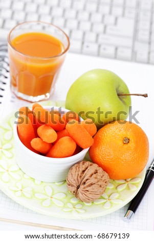 fresh fruits and vegetables during work - food and drink