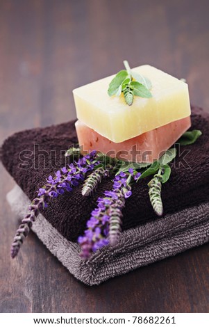 natural sage soap with fresh sage - beauty treatment