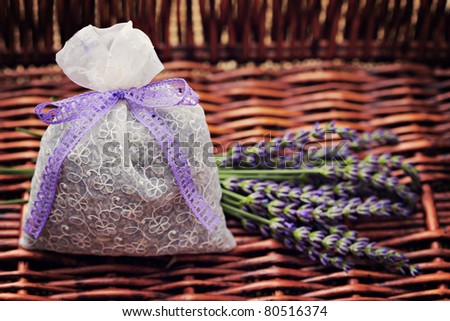 potpourri bag with fresh lavender flowers
