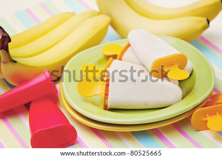 homemade banana ice creams with yogurt and banana - sweet food