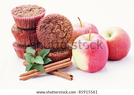red apples with mint and cinnamon sticks - fruits and vegetables /shallow DOFF/