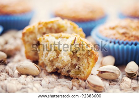 delicious homemade pistachio muffins - sweet food