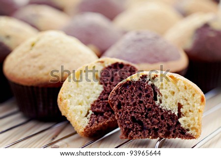 homemade black and white muffins - sweet food