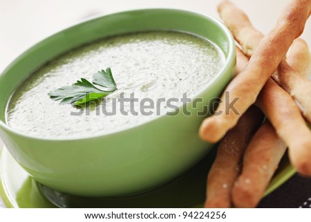 broccoli cream with grissini - food and drink