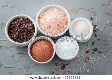 collection of different types of salt - food and drink