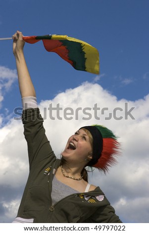 stock photo : Fans with Lithuanian symbols