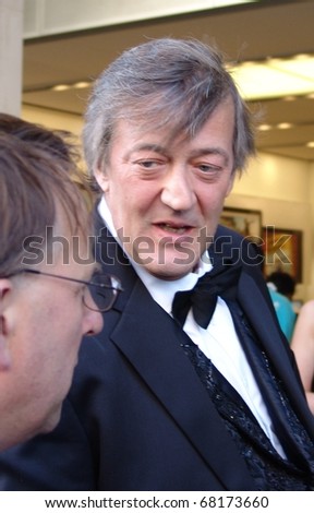 REGENT STREET, LONDON - MAY 11 - Stephen Fry the famous actor being interviewed at product launch in regent Street, London on May 11, 2010. Stephen Fry is famous actor, comedian and TV presenter.