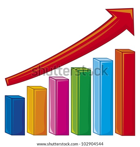 illustration of bar graph (increase diagram, graph showing rise in profits or earnings)