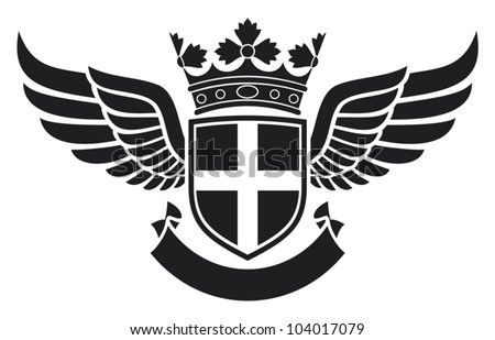 Cross Tatoo on Shield  Crown And Wings Tattoo  Tattoo Design  Cross Badge  Cross
