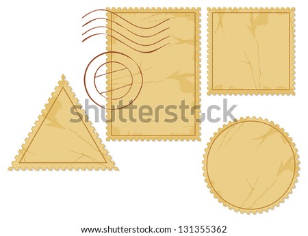 set of blank postage stamps (old post stamp set, postage stamp icons)