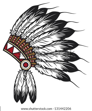 native american indian chief headdress (indian chief mascot, indian tribal headdress, indian headdress)