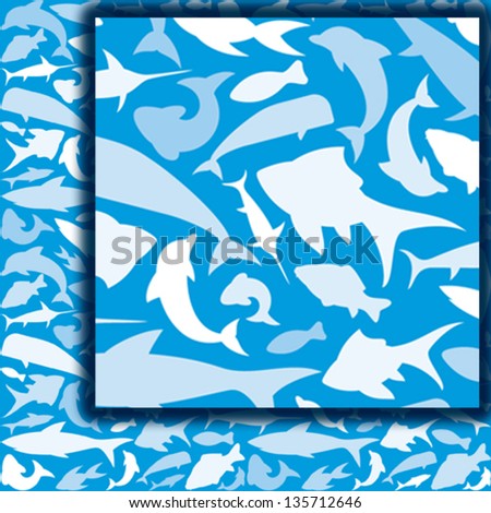 decorative fish background (background with fish, fish seamless background, fish seamless pattern)