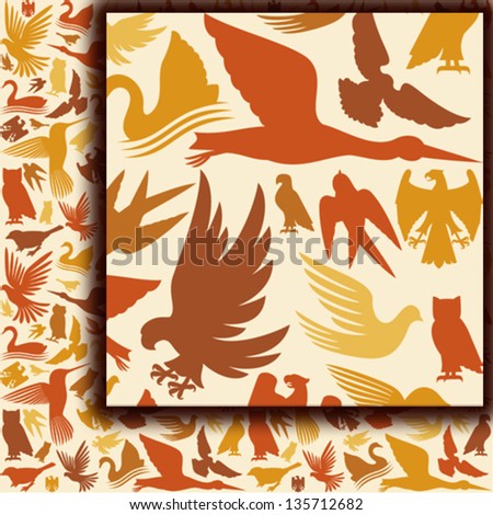 decorative bird background (background with birds, birds seamless background, birds seamless pattern)