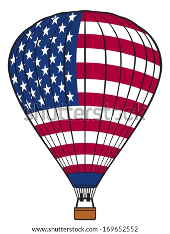 Hot air balloon with USA flag (American flag hot air balloon, hot air balloon with United States of America flag)