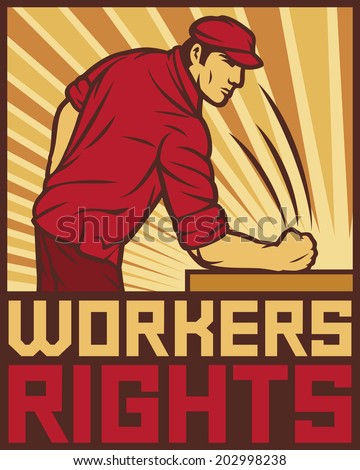 workers rights poster - fist hit of the table (workers rights design, poster for labor day)