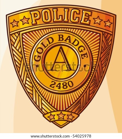 stock vector : gold police badge