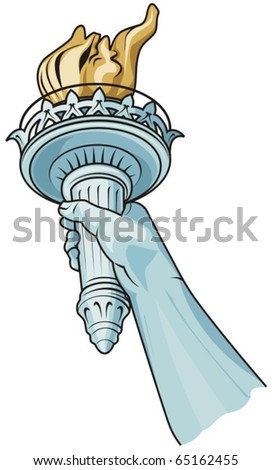 view from statue of liberty torch. stock vector : hand with torch
