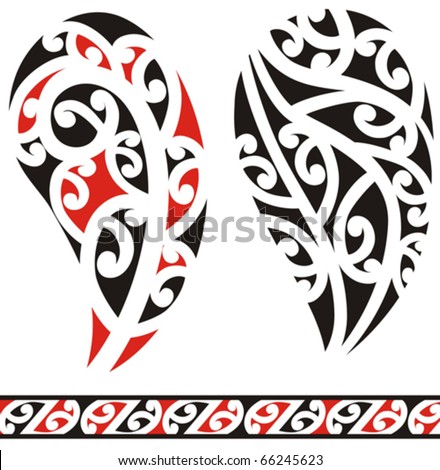 stock vector Set of maori tribal tattoo