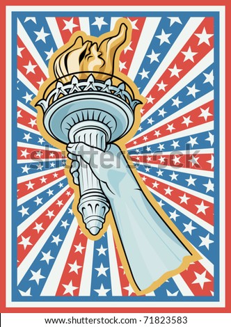 statue of liberty torch hand. stock vector : hand with torch
