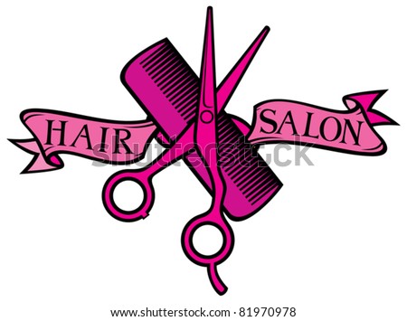 Graphic Design Logo on Hair Salon Design  Haircut Or Hair Salon Symbol  Stock Vector 81970978