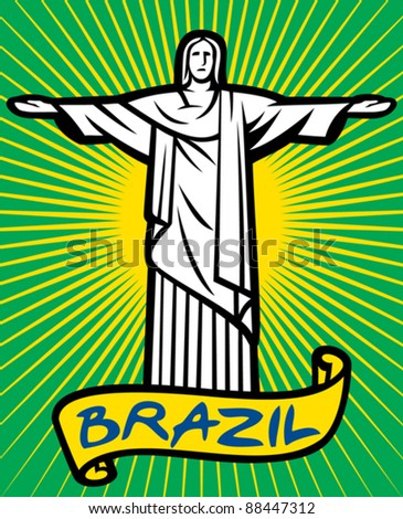 Brazil design - Christ the Redeemer statue (Stylized illustration of Jesus Christ, Rio de Janeiro)