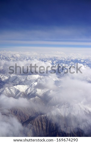 aerial view of winter mountain landscape in China
