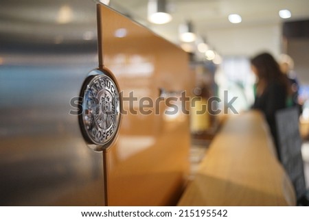 ST.PETERSBURG - SEP 01: Starbucks Cafe interior in Pulkovo Airport on September 01, 2014 in St.Petersburg, RF. Starbucks is the largest coffeehouse company in the world, with more then 23000 stores