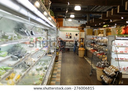 HONG KONG, CHINA - MAY 05, 2015: shopping center interior. In Hong Kong a wide selection of clothing boutiques, designer flagship stores, restaurants, daily shows and exhibitions