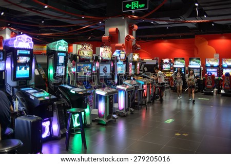 SHENZHEN, CHINA - MAY 17, 2015: game club interior. Shenzhen is a major city in the south of Southern China\'s Guangdong Province, situated immediately north of Hong Kong