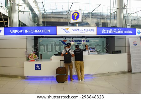 BANGKOK, THAILAND - JUNE 19, 2015: Suvarnabhumi Airport interior. Suvarnabhumi Airport is one of two international airports serving Bangkok