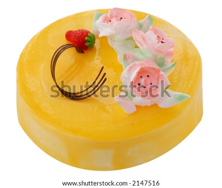 Yellow cake isolated on white