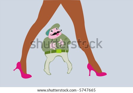 caricature vector image of lustful looking