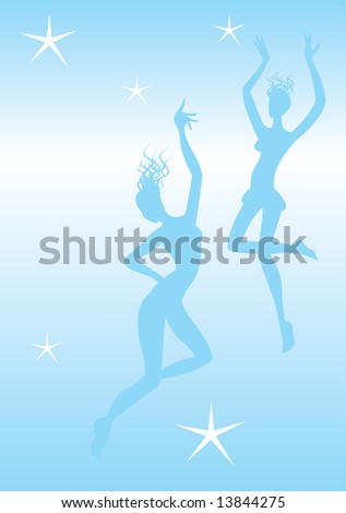 vector image of svelte dancers silhouettes