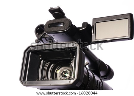 professional video camcorder isolated on white