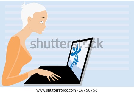 vector image of woman with notebook