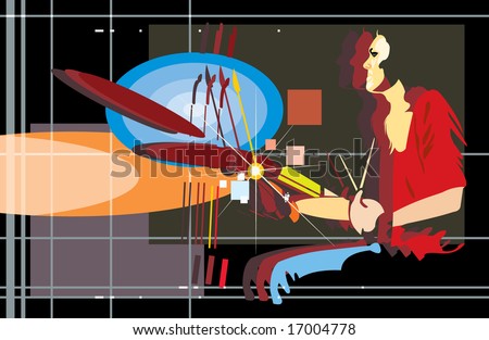 vector image of drummer\'s solo
