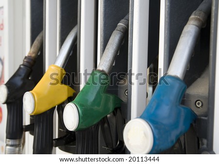 fuelling nozzles on gasoline filling station
