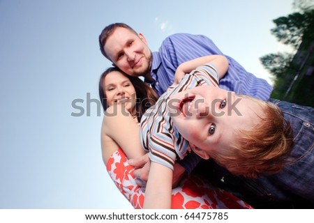 portrait of happy young family